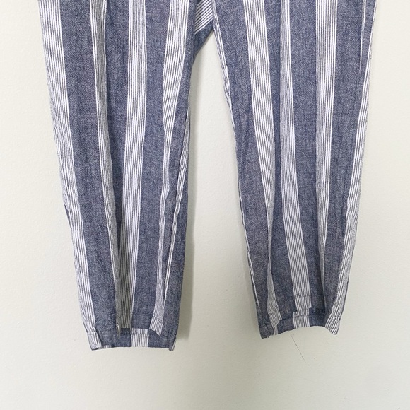 OLD NAVY Linen Blend Wide Leg Striped Pants Beachy Pull-On Blue/White Sz XL - Picture 6 of 10